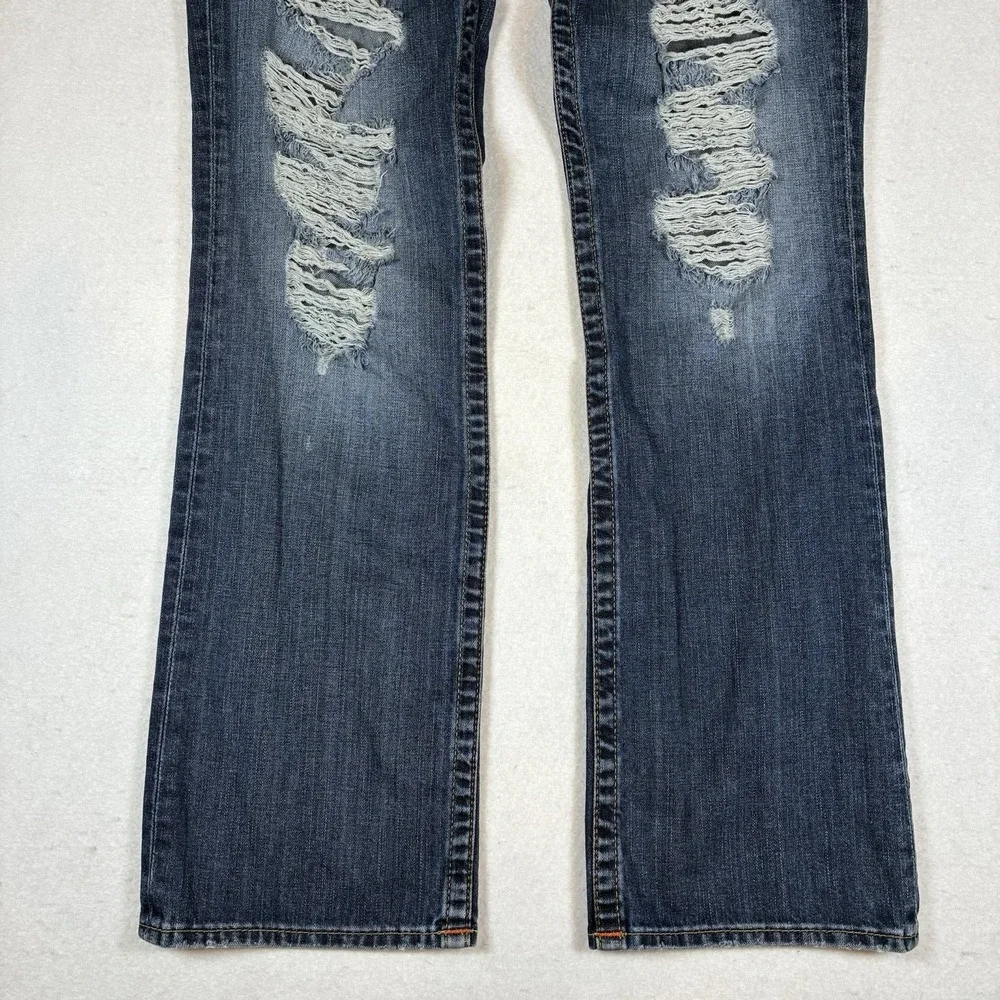 True Religion Ricky Straight Flap Men 33 x 33 Blue Distressed 100% Cotton Jeans